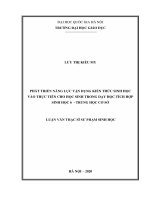 Phát triển năng lực vận dụng kiến thức sinh học vào thực tiễn cho học sinh trong dạy học tích hợp sinh học 6 trung học cơ sở 