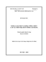 Tóm tắt Luận văn Thạc sĩ Quản lý công: Nâng cao chất lượng công chức cấp xã trên địa bàn tỉnh Cao Bằng