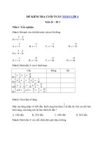 Đề kiểm tra Tuần 26- Toán 4
