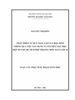 Phát triển tư duy sáng tạo của học sinh thông qua việc xây dựng và tổ chức dạy học một số chủ đề tích hợp trong môn toán lớp 10 