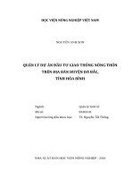 Quản lý dự án đầu tư giao thông nông thôn trên địa bàn huyện đà bắc, tỉnh hòa bình   