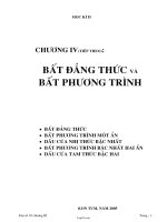 Giáo án Đại số 10 CB - Chương IV: Bất đẳng thức và bất phương trình - Phần 2