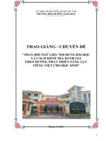 CHUYÊN ĐỀ“THAY ĐỔI NGỮ LIỆU NỘI DUNG BÀI HỌCVÀ CÁCH KIỂM TRA ĐÁNH GIÁTHEO HƯỚNG PHÁT TRIỂN NĂNG LỰCTIẾNG VIỆT CHO HỌC SINH”