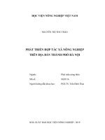 Phát triển hợp tác xã nông nghiệp trên địa bàn thành phố hà nội   