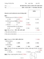 Đề kiểm tra chất lượng giữa học kì II môn Toán lớp 3 – Năm học 2012 - 2013