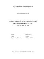 Quản lý nhà nước về du lịch làng nghề trên địa bàn huyện gia lâm, thành phố hà nội   