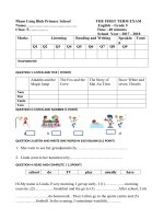 Đề kiểm tra học kì 1 Tiếng Anh lớp 5