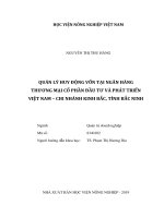 Quản lý huy động vốn tại ngân hàng thương mại cổ phần đầu tư và phát triển việt nam chi nhánh kinh bắc, tỉnh bắc ninh   