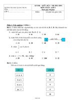 Kiểm tra định kì giữa kì I – Năm học 2013 - 2014 môn Toán lớp 3