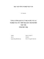 Tăng cường quản lý nhà nước về cai nghiện ma túy trên địa bàn thành phố việt trì, tỉnh phú thọ   