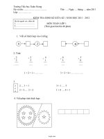 Kiểm tra định kì giữa kì 1 năm học 2011 - 2012 môn Toán lớp 1 - Trường tiểu học Xuân Giang