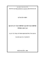 (Luận văn thạc sĩ) Quản lý tài chính tại Sở Tài chính tỉnh Lào Cai
