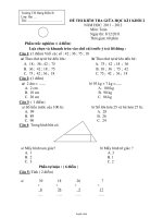 Đề thi kiểm tra giữa học kì I khối 2 năm học: 2011 – 2012 môn: Toán
