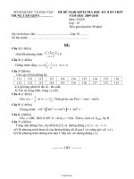 Đề đề nghị kiểm tra học kỳ II bổ túc THPT môn: Toán lớp 10