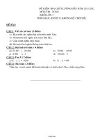Đề kiểm tra chất lượng đầu năm 2011 - 2012 môn thi: Toán khối lớp: 4