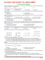 [Hóa học 12] 192 câu trắc nghiệm ESTE VÀ CHẤT BÉO (Word)