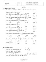Đề kiểm tra một tiết môn: Đại số lớp 9 tiết 18