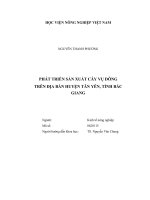 Phát triển sản xuất cây vụ đông trên địa bàn huyện tân yên, tỉnh bắc giang   