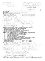 ĐỀ THI KSCL LẦN 2 MÔN SINH 11 NĂM HỌC 2017-2018