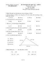 Đề thi kiểm tra học kỳ I – Khối 5 năm học: 2011 – 2012 môn thi: Toán