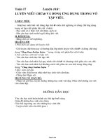 Giáo án Luyện chữ lớp 2 - Tuần 17: Luyện viết chữ o và dòng ứng dụng trong vở tập viết