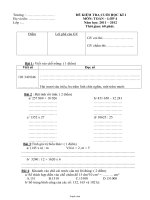Đề kiểm tra cuối học kì I môn Toán Lớp 4 - Năm học 2011-2012