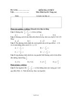 Kiểm tra 15 phút Môn: Hình học10 ( Nâng cao) elip, hypebol, parabol