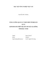 Tăng cường quản lý thuế đối với hộ sản xuất kinh doanh trên địa bàn huyện gia bình, tỉnh bắc ninh   