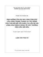 Ảnh hưởng của sự hài lòng cảm xúc lên lòng trung thành và tác động của thái độ đối với chiêu thị lên sự hài lòng của khách hàng về các thương hiệu dầu gội đầu 