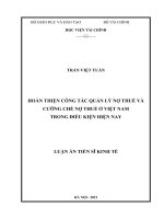 Hoàn thiện công tác quản lý nợ thuế và cưỡng chế nợ thuế ở Việt Nam trong điều kiện hiện nay