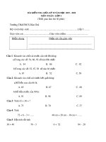 Đề thi giữa học kì 2 môn Toán lớp 1 năm 2019-2020 có đáp án - Trường TH&THCS Dân Chủ