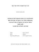 Đánh giá mức độ hài lòng của người dân đối với việc sử dụng các công trình hạ tầng kỹ thuật trong xây dựng nông thôn mới tại huyện mỹ đức, hà nội   