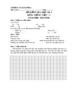 Đề thi học kì 2 môn Tiếng Việt lớp 1 năm 2019-2020 - Trường Tiểu học Kim Đồng