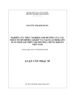 Nghiên cứu thực nghiệm ảnh hưởng của các nhân tố mô hình cahart và value at risk lên suất sinh lợi trên thị trường chứng khoán việt nam 