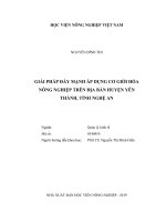 Giải pháp đẩy mạnh áp dụng cơ giới hóa nông nghiệp trên địa bàn huyện yên thành, tỉnh nghệ an   