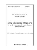 Luận văn Thạc sĩ Bảo đảm quyền con người của đối tượng bị tạm giữ, tạm giam tại Nhà tạm giữ Công an cấp huyện - Qua thực tiễn huyện Bố Trạch, tỉnh Quảng Bình