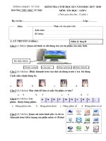 Đề thi học kì 1 môn Tin học lớp 1 năm 2017-2018 có đáp án - Trường Tiểu học Vũ Hội