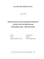 Đánh giá công tác đấu giá quyền sử dụng đất tại một số dự án trên địa bàn huyện bình giang, tỉnh hải dương   