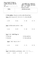 Đề thi học kì 2 môn Toán lớp 1 năm 2019-2020 - Trường Tiểu học Cẩm Phô