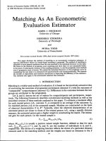 Matching As an Econometric Evaluation Estimator