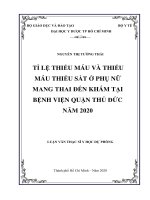 tỉ lệ thiếu máu và thiếu máu thiếu sắt ở phụ nữ mang thai đến khám tại bệnh viện quận thủ đức năm 2020 