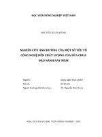 Nghiên cứu ảnh hưởng của một số yếu tố công nghệ đến chất lượng của sữa chua đậu nành nảy mầm   