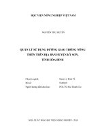 Quản lý sử dụng đường giao thông nông thôn trên địa bàn huyện kỳ sơn, tỉnh hòa bình   