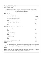 Đề khảo sát chất lượng giữa kì 1 Toán 8 - Trường THCS Lê Ngọc Hân