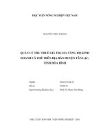 Quản lý thu thuế giá trị gia tăng hộ kinh doanh cá thể trên địa bàn huyện tân lạc, tỉnh hòa bình   
