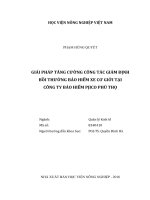 Giải pháp tăng cường công tác giám định bồi thường bảo hiểm xe cơ giới tại công ty bảo hiểm pjico phú thọ   