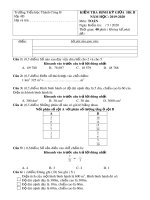 Đề thi giữa học kì 2 môn Toán lớp 4 năm 2019-2020 có đáp án - Trường Tiểu học Thành Công B