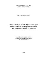Luận án tiến sĩ chọn tạo các dòng đậu xanh (vigna radiata l ) bằng đột biến EMS trên hai giống đx208 và taichung 