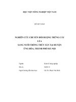 Nghiên cứu chuyển đổi ruộng trũng cây lúa sang nuôi trồng thủy sản tại huyện ứng hòa, thành phố hà nội 