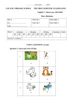 Đề thi học kì 1 môn Tiếng Anh lớp 5 năm 2019-2020 có đáp án - Trường Tiểu học Lộc Sơn 2